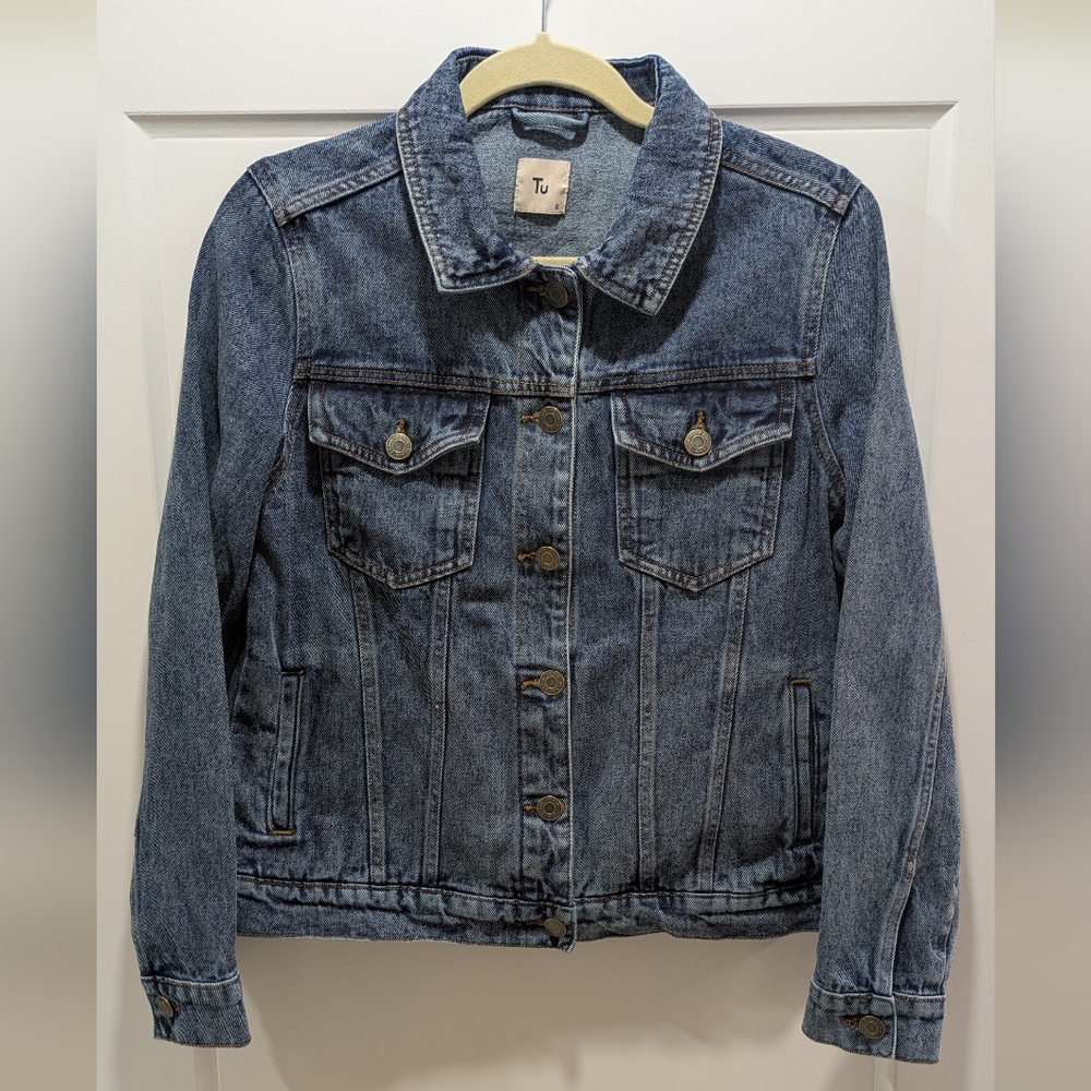 Tu Women's Blue Denim Dark Wash Core Denim Jacket XS (UK Size 6)